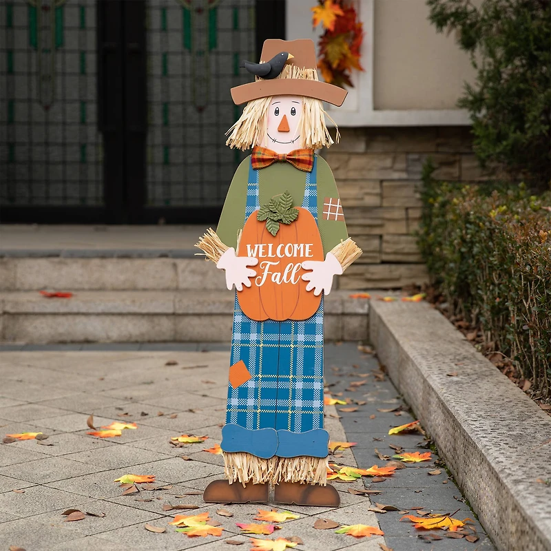 Glitzhome® 48" Fall Wooden Scarecrow Yard Stake