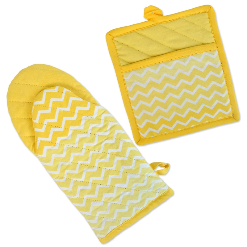 Yellow Chevron Kitchen Set