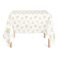 58" Cream Snowflakes Tablecloth
