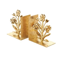 6.5" Gold Shimmer Metal Floral Bookends, 2ct.