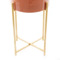 CosmoLiving by Cosmopolitan Set of 2 Orange Iron Contemporary Planter, 24" x 12" x 15"