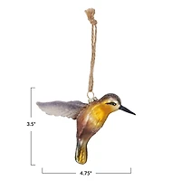 Hello Honey® 4.75" Purple & Yellow Hand-Painted Glass & Resin Hummingbird Ornament with Glitter