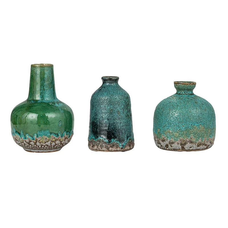 Hello Honey® Green & Blue Textured Stoneware Vase Set