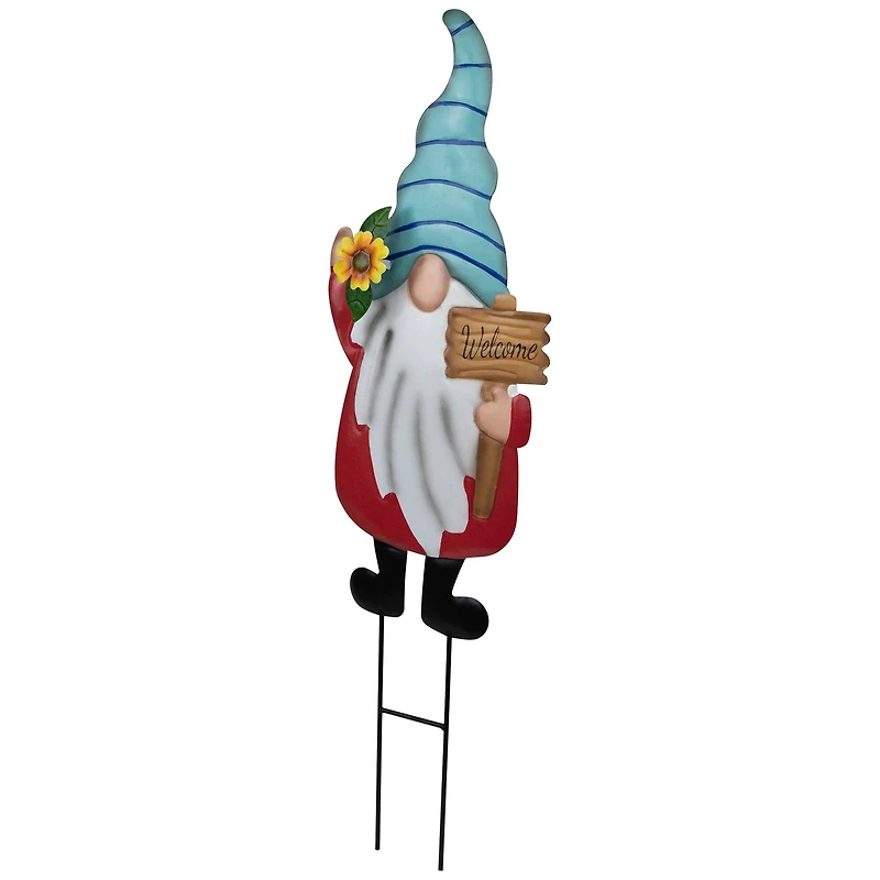 22" Red Welcome Gnome Outdoor Garden Stake