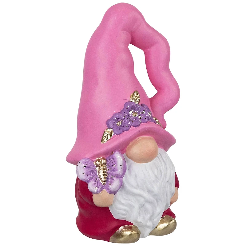 7" Pink & Fuchsia Spring Gnome Figurine & Butterfly