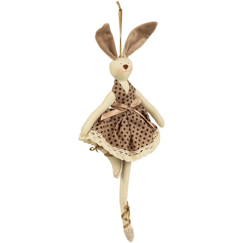 13" Brown Plush Ballerina Bunny Hanging Easter Décor
