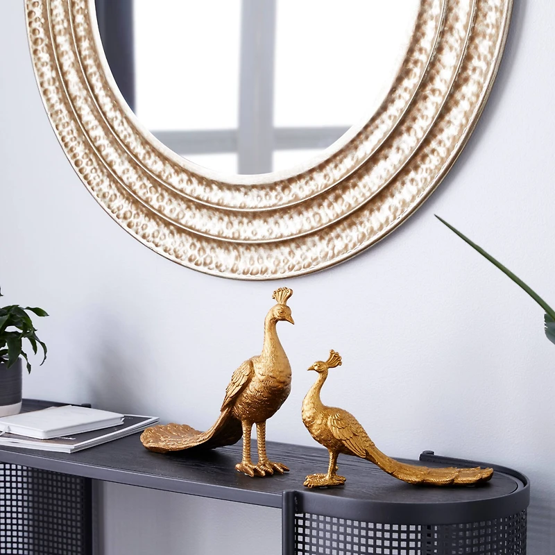 Gold Peacock Sculpture Set