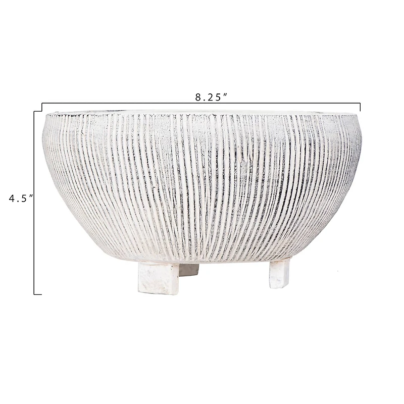 Hello Honey® 8.25" Small Distressed Cream Footed Terracotta Planter