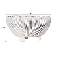 Hello Honey® 8.25" Small Distressed Cream Footed Terracotta Planter