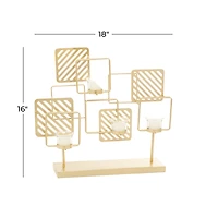 Gold Metal Contemporary Candelabra, 16" x 18" x 5"