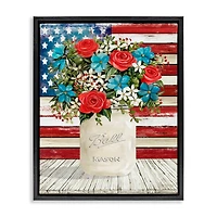 Stupell Industries Americana Flag Festive Bouquet Floater Framed Art