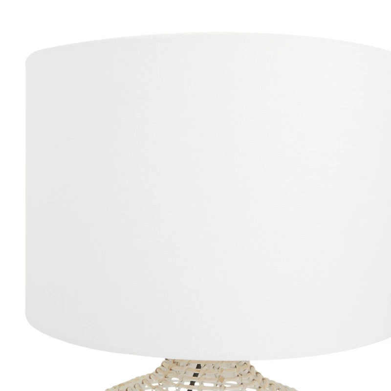 Beige Linen Coastal Table Lamp, 25" x 15" x 15"