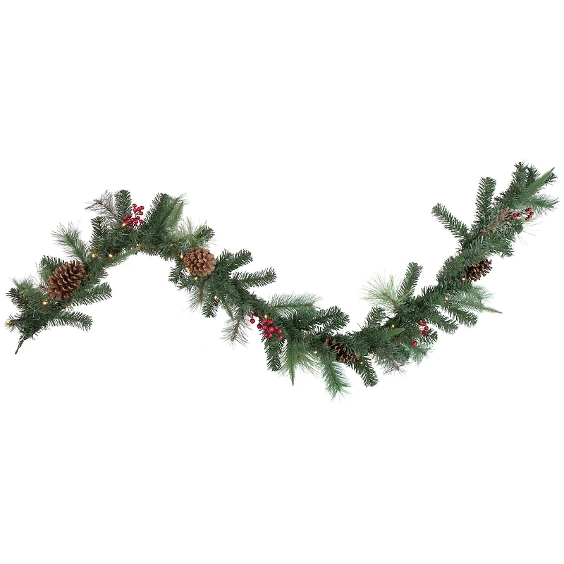 6ft. Pre-Lit Decorated Pine Cone & Berries Christmas Garland