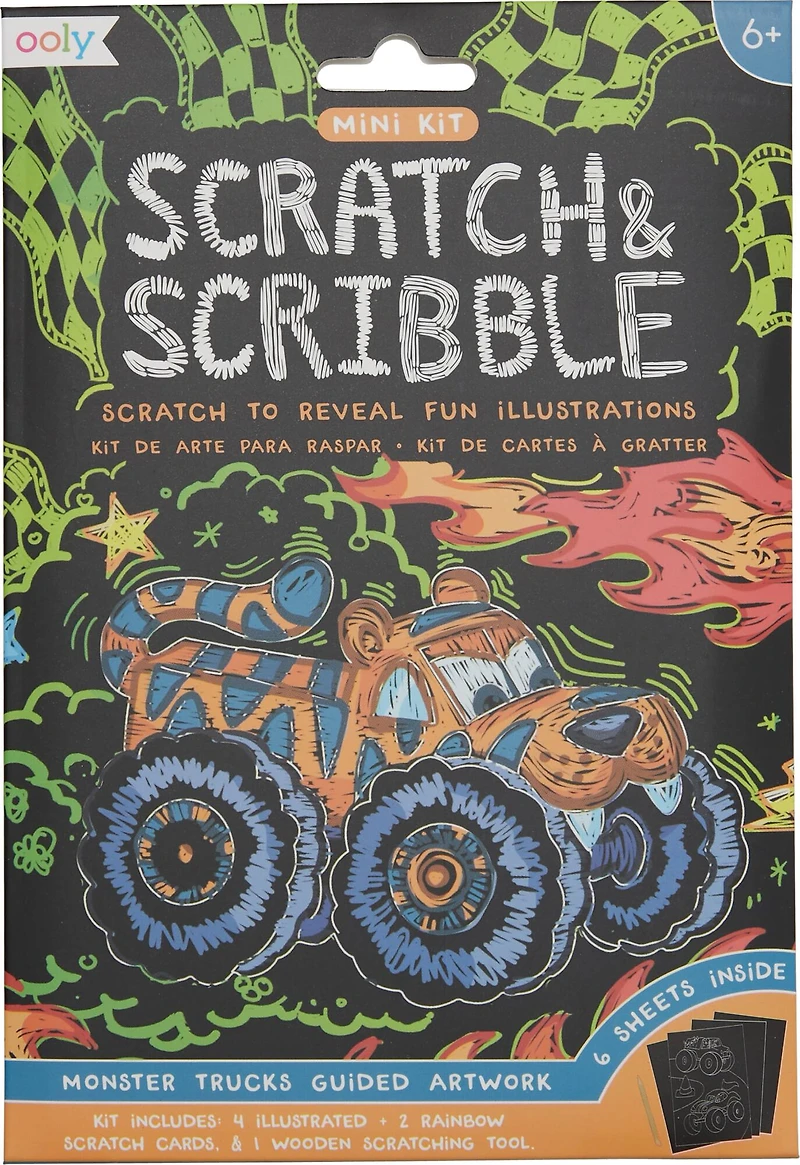 OOLY Mini Scratch & Scribble Monster Truck Art Kit