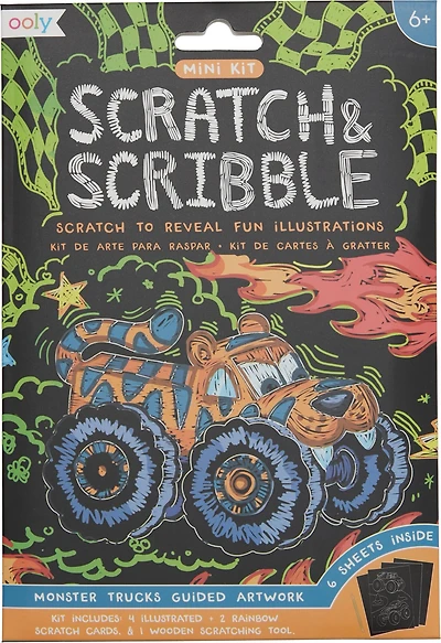 OOLY Mini Scratch & Scribble Monster Truck Art Kit