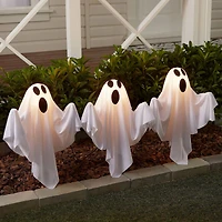 30" LED Lighted White Ghost Outdoor Halloween Lawn Stakes Set, 6ct.