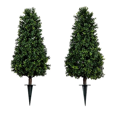 3ft. UV Resistant Boxwood Plant Set with Integrated Ground Stake