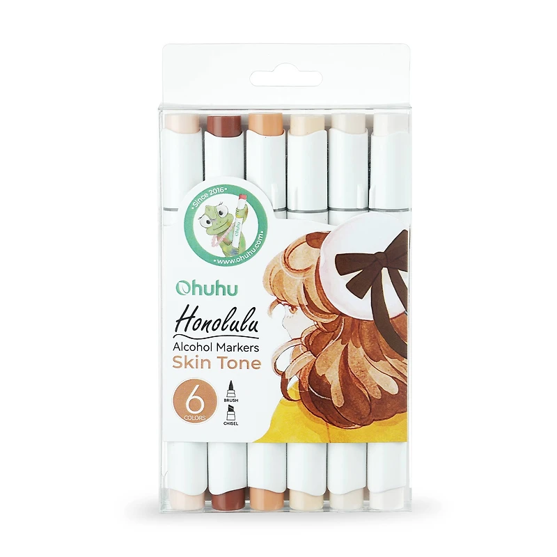Ohuhu® Honolulu Dual Tip Skin Tone Alcohol Markers, 6ct.