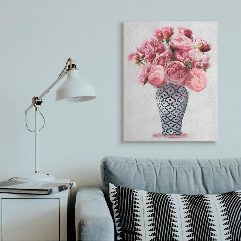 Stupell Industries Elegant Pink Peony Floral Bouquet in Vase Canvas Wall Art