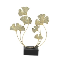 22" Gold Metal Modern Nature Sculpture