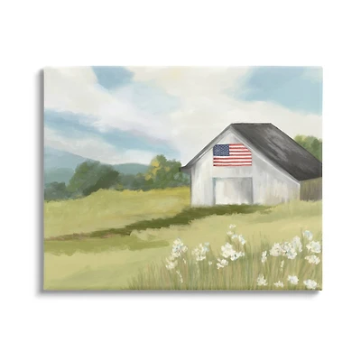 Stupell Industries American Flag on Barn Canvas Wall Art