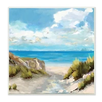 Stupell Industries Coastal Path to Beach Nautical Grass Cloudy Summer Sky,12" x 12"