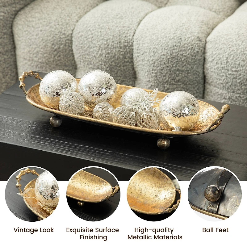 Glitzhome® Gold Oval Metal Decorative Trays Set