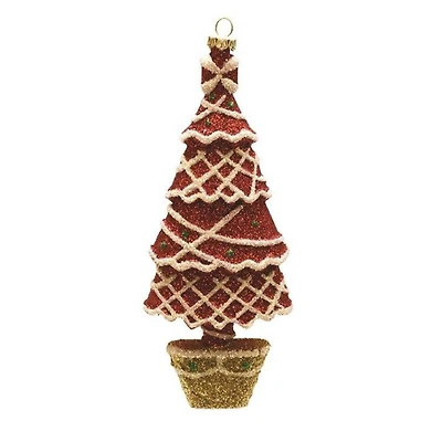 7" Glitter Red & White Shatterproof Christmas Tree Ornament