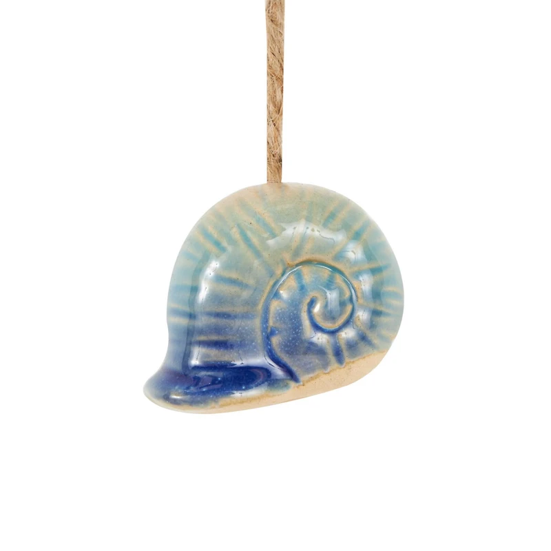 23" Blue Ceramic Light House Ombre Windchime with Shell & Starfish Accents