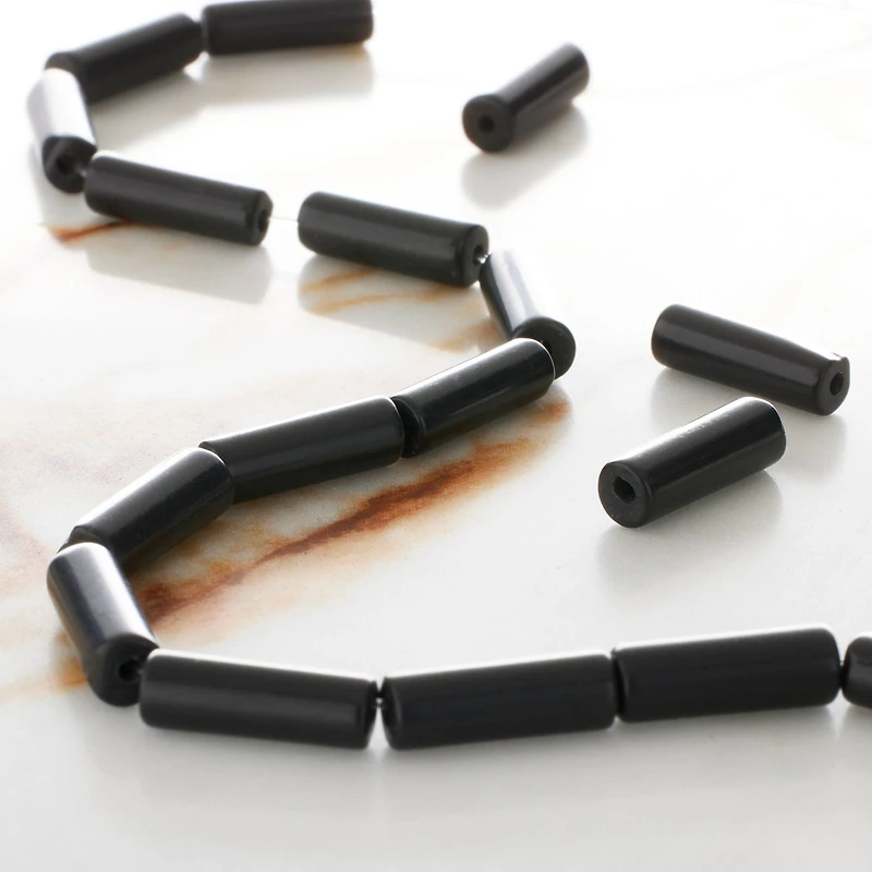 Black Jasper Tube Beads, 13mm by Bead Landing™