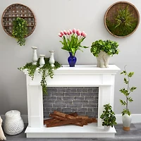 22" Mauve Dutch Tulip Arrangement in Blue Vase