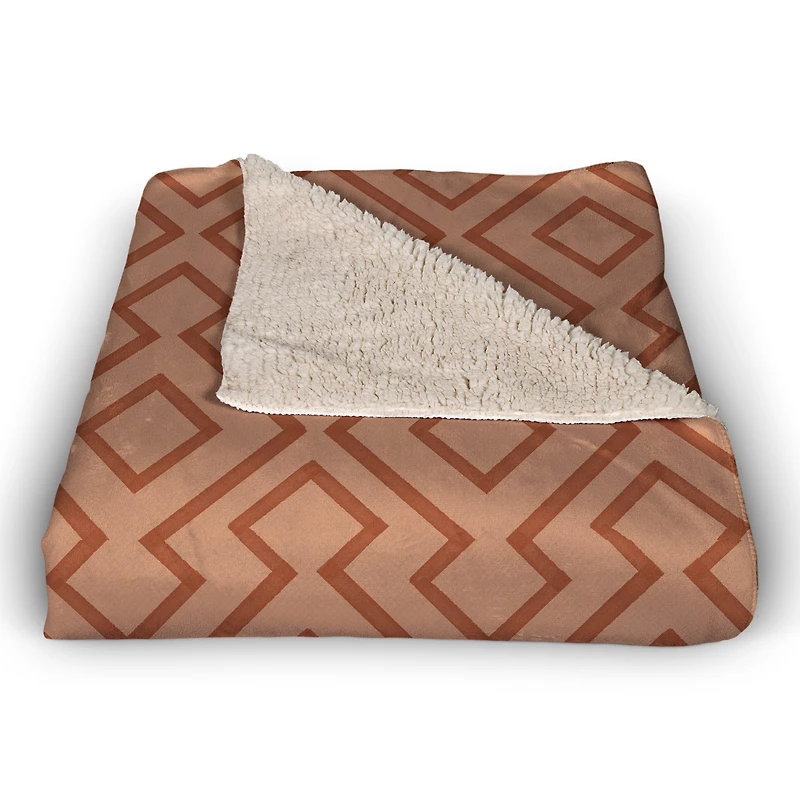 Terracotta Diamond 50" x 60" Sherpa Fleece Blanket