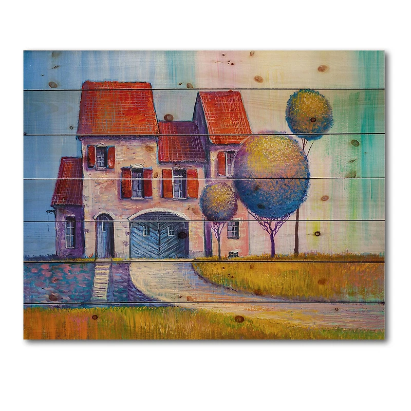 Designart - House With Red Roof In The Village