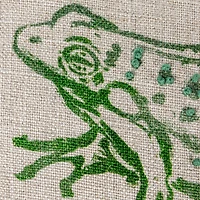 Hello Honey® Natural & Green Frog "The Kissing Booth is Closed" Linen Blend Pillow with French Knots