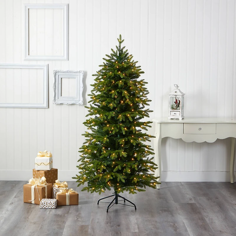 6ft. Pre-Lit Belgium Fir Artificial Christmas Tree, Clear LED Lights