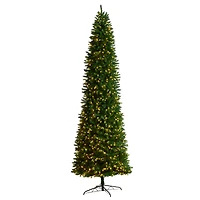 11ft. Pre-Lit Slim Green Mountain Pine Artificial Christmas Tree, Clear LED Lights
