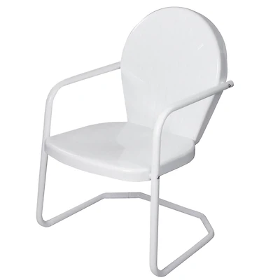 White Retro Metal Outdoor Tulip Chair
