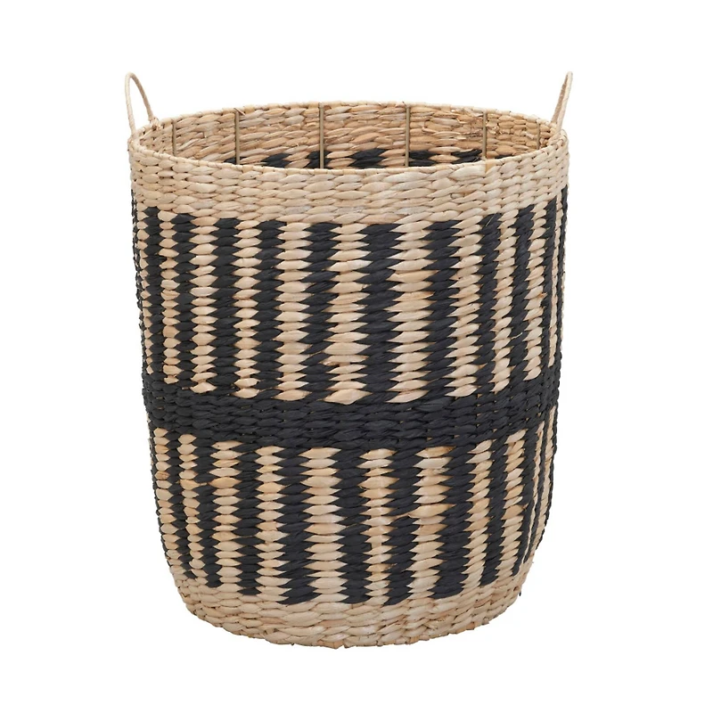Household Essentials 20" Black & Natural Cattail & Paper Pillar Basket