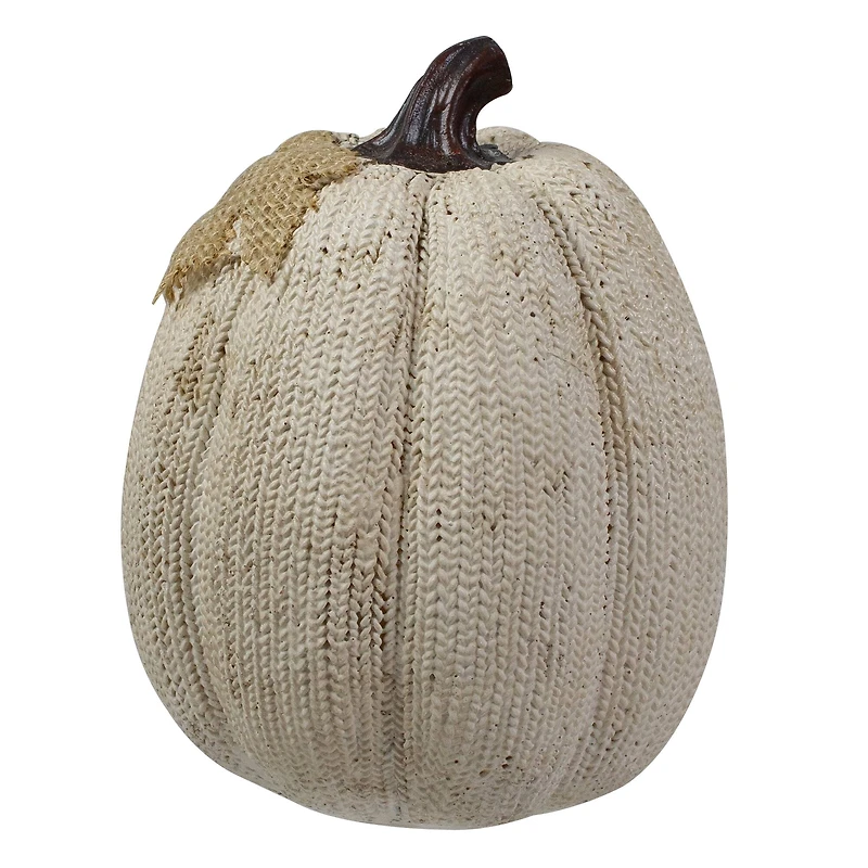 6.25" White Pumpkin Autumn Harvest Thanksgiving Tabletop Decoration