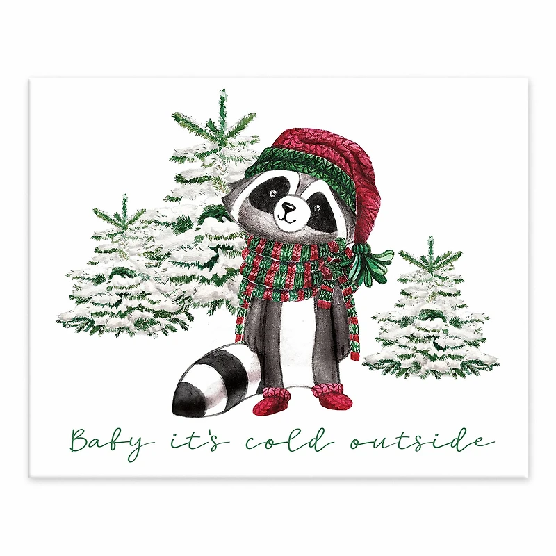 Baby Cold Outside Raccoon 10x8 Tabletop Canvas