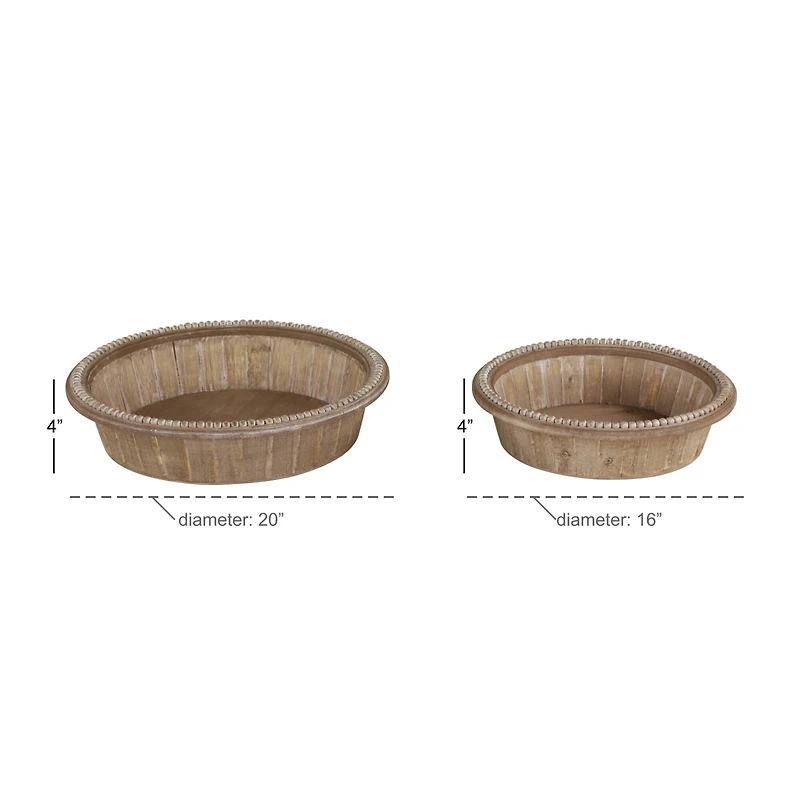 Brown Wood Rustic Tray Set