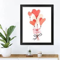 Valentine's Balloon & Note Black Framed Print Under Plexiglass