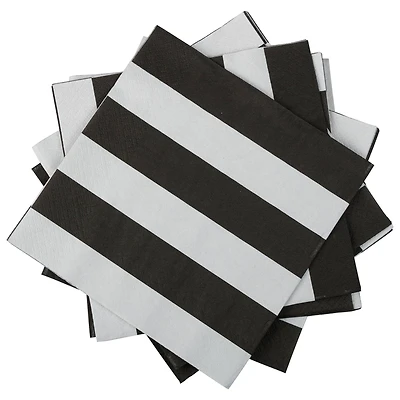 JAM Paper Black Stripe Medium Lunch Napkins, 16ct.
