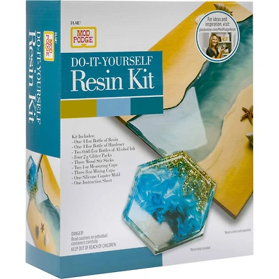 Mod Podge® Blue & Gold Do-It-Yourself Hexagon Coaster Kit