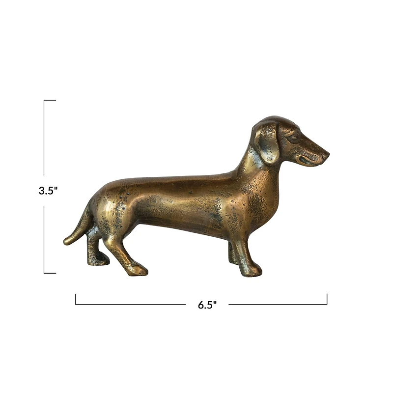 Hello Honey® 6.5" Antique Brass Dachshund Cast Aluminum Tabletop Décor