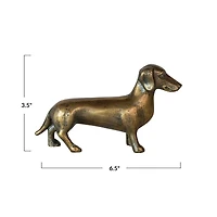 Hello Honey® 6.5" Antique Brass Dachshund Cast Aluminum Tabletop Décor