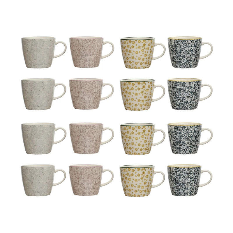 Hello Honey® 5" Flower Print Stoneware Mug Set