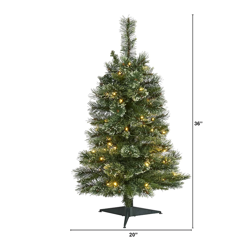 3ft. Pre-Lit Wisconsin Slim Snow Tip Pine Artificial Christmas Tree with Clear LED Lights