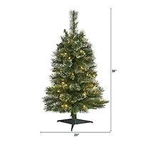 3ft. Pre-Lit Wisconsin Slim Snow Tip Pine Artificial Christmas Tree with Clear LED Lights