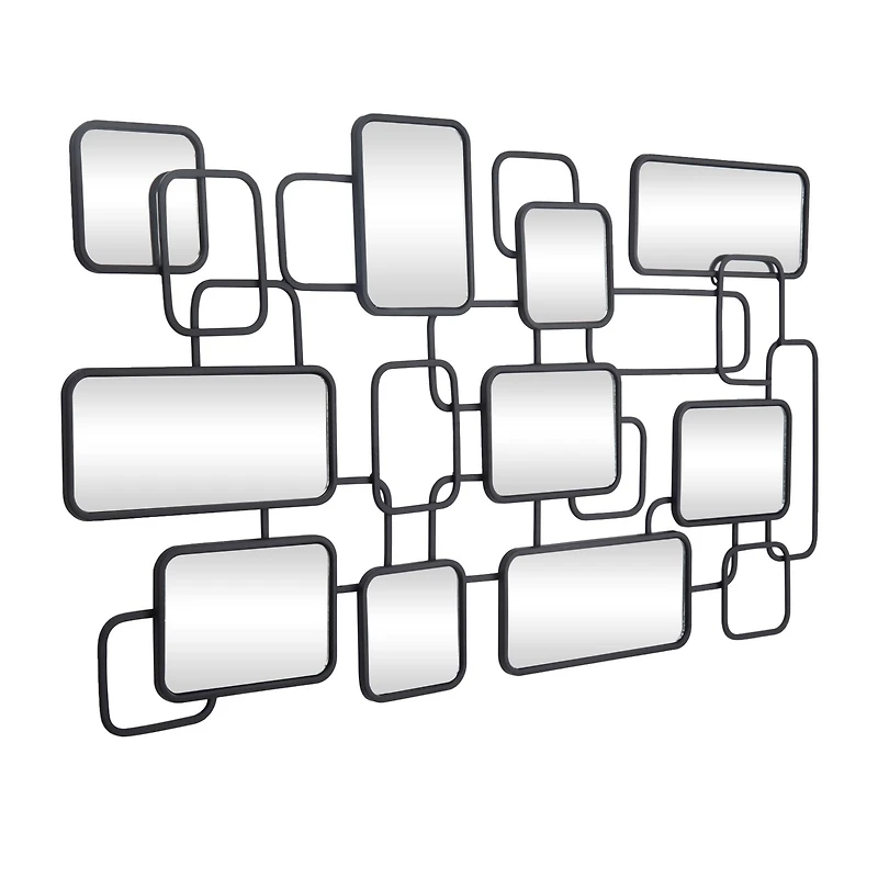 Black Modern Abstract Wall Mirror, 45" x 1" x 26"